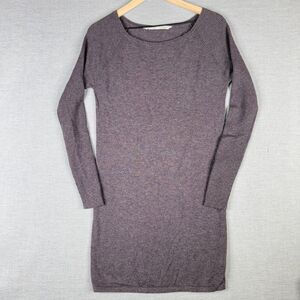 Athleta Womens Sweater Dress Sz XS Merino‎ Wool Casual Fitted Purple Long Sleeve